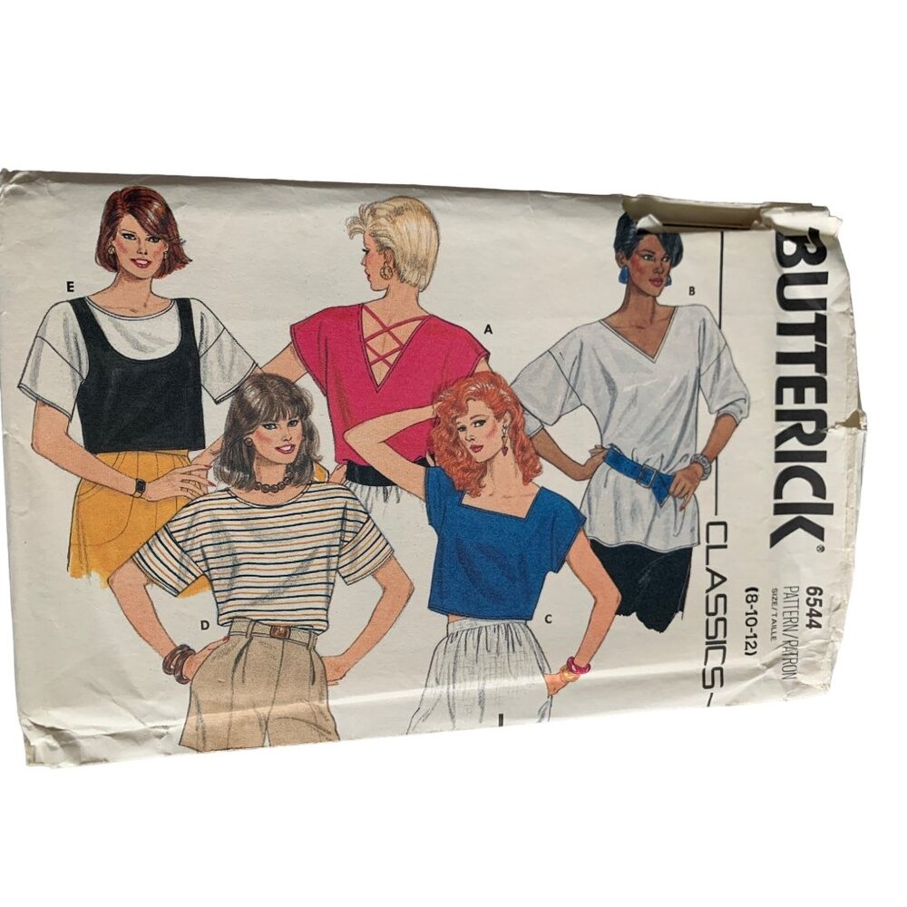 Butterick 6544 Sewing Pattern Loose-Fitting Misses Shirt Size 8-10-12 uncut